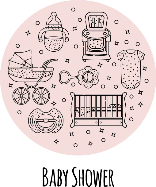 为新生儿婴儿床设置婴儿用品图片下载