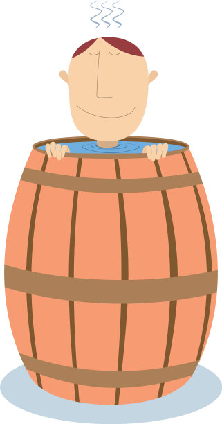 一个人坐在装满水的木桶里图片下载