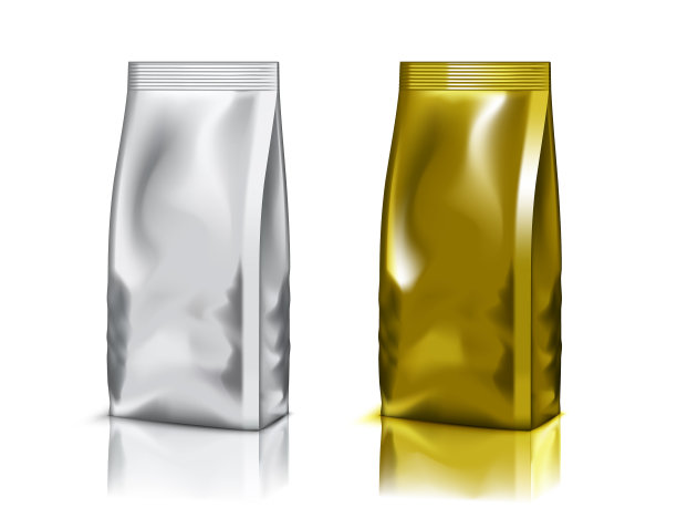 铝箔袋包装上隔离白色图片下载