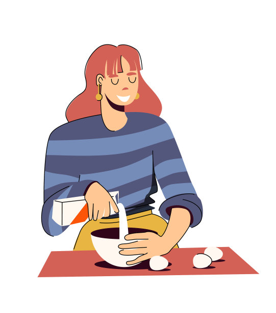 一个年轻的女人在厨房里搅拌牛奶图片下载