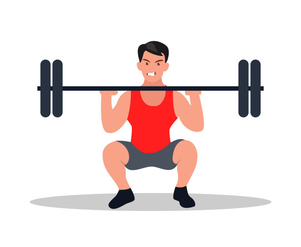 一名运动员在半蹲时用手拿着一个杠铃图片下载