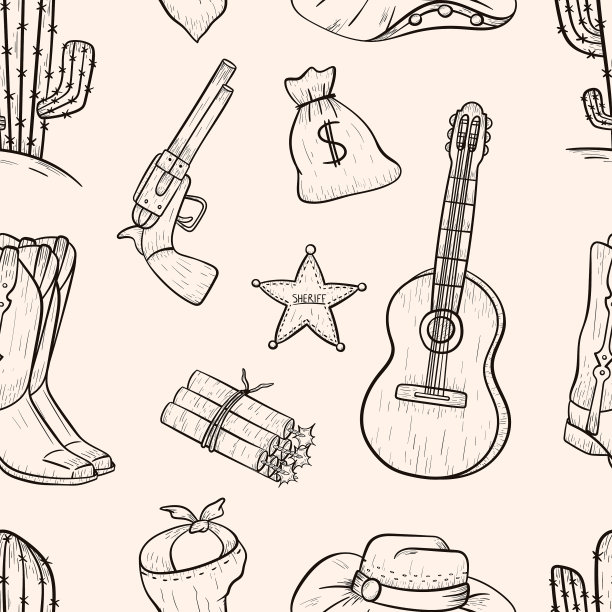 无缝模式涂鸦隔离图标图片下载