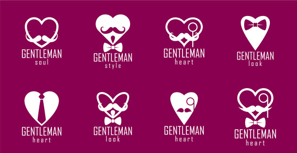 绅士心形图标或标志设置心形形状图片下载
