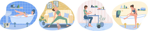 美容例行待在家里构图图片下载