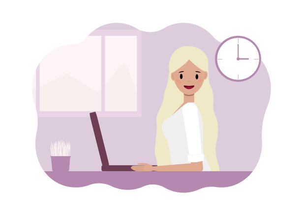 一个年轻的女人在用笔记本电脑工作图片下载