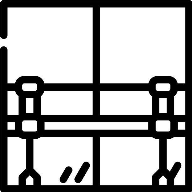 栏杆与镜子在舞蹈工作室线图标图片下载