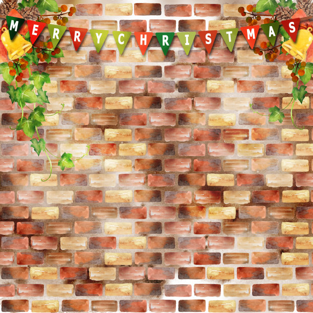 圣诞节用砖墙装饰图片下载