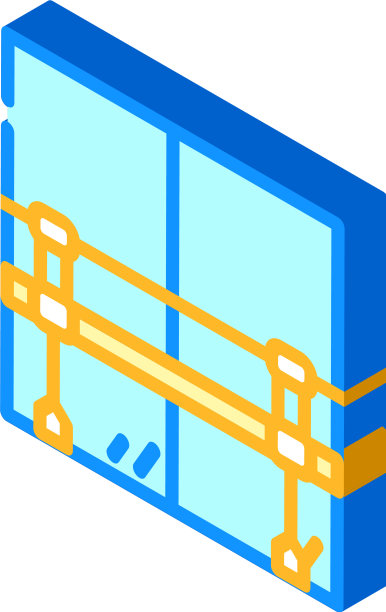 舞蹈室的栏杆与镜子等距图片下载