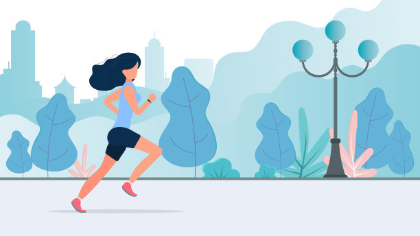 女孩穿过公园晨跑图片下载