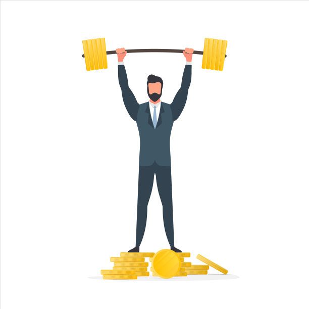 一个商人站在一座山上，硬币和图片下载