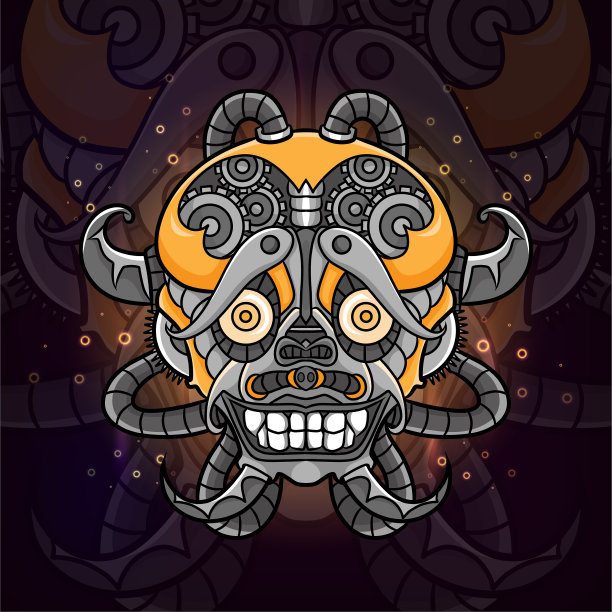 金色蒸汽朋克电竞标志设计图片下载