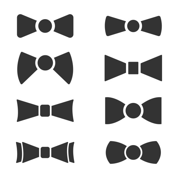 蝴蝶结图标设置矢量设计。图片下载