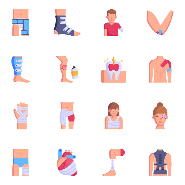 伤口和病人平面图标的收集图片下载