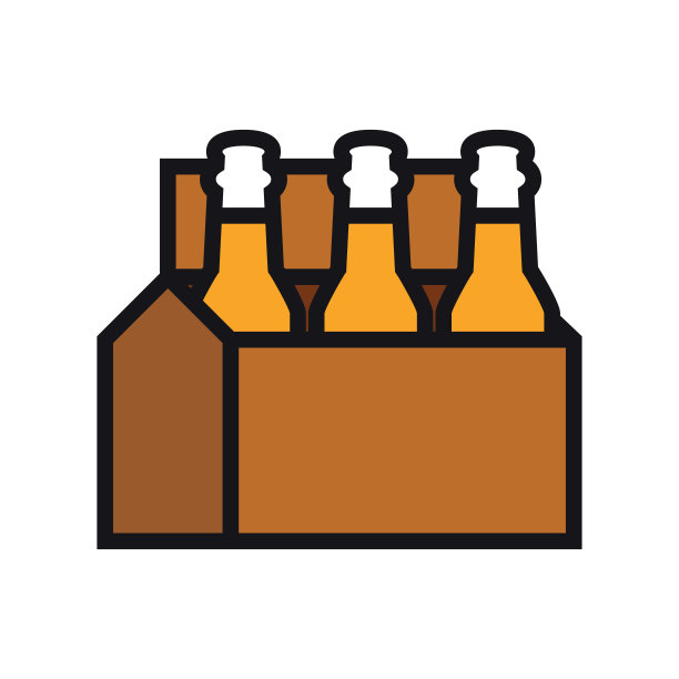 一包啤酒。装有令人陶醉的酒精饮料的玻璃瓶。瓶子用硬纸板或木制包装。图片下载