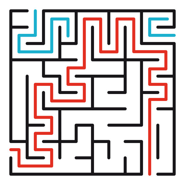 抽象的迷宫。找到正确的方法。孤立的简单的方形迷宫黑色的线在白色的背景。矢量插图。图片下载