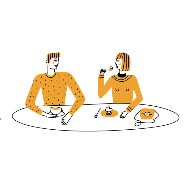 喝咖啡。在咖啡馆里享受片刻的放松。外表和生活方式。手绘矢量插图素描涂鸦风格。半抽象概念图片下载