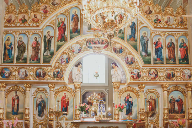 教堂用品。教堂的内部。图片下载