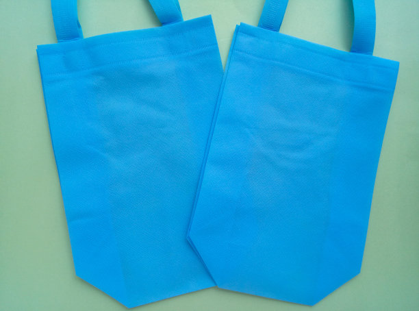 浅蓝色手提袋孤立在绿色图片下载