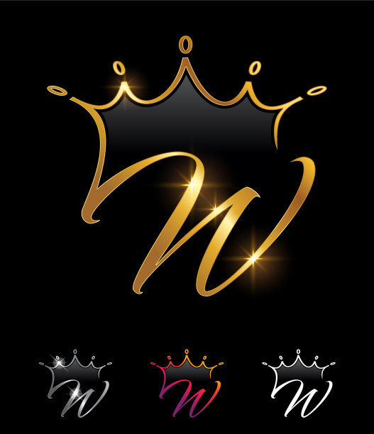 金色字母冠首字母w图片下载
