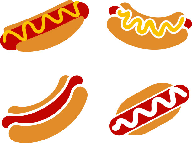 热狗图标设计集模板隔离图片下载