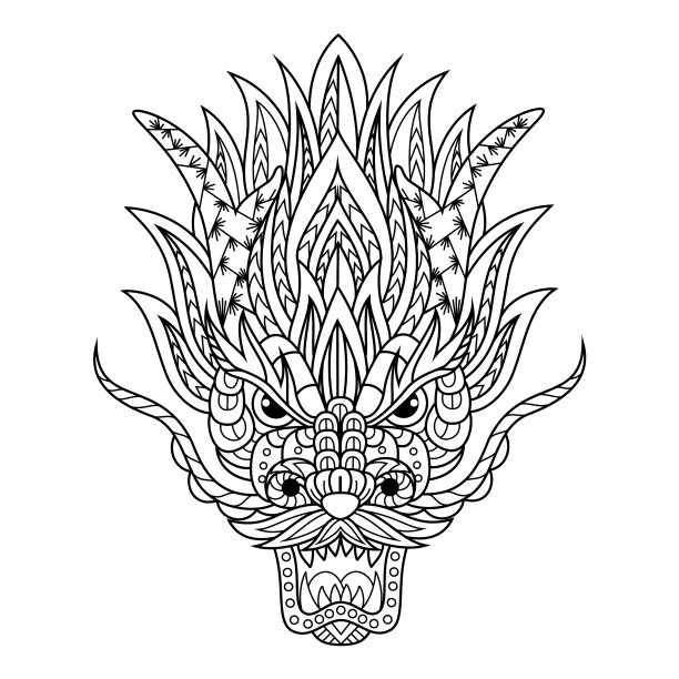 手绘龙头在zentangle风格图片下载