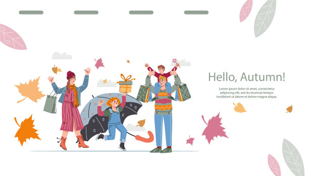 秋季销售和家庭购物网站横幅图片下载