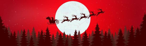 圣诞老人带着驯鹿高高飞翔图片下载