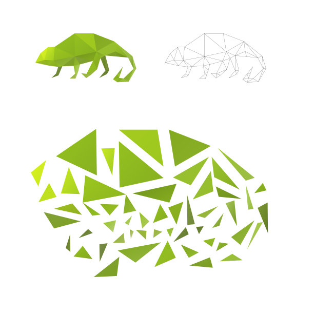 拼图从三角形收集变色龙图片下载