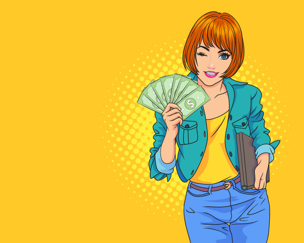 微笑女人展示手势与复制空间图片下载