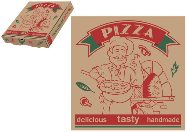 披萨厨师和烤炉盒图片下载