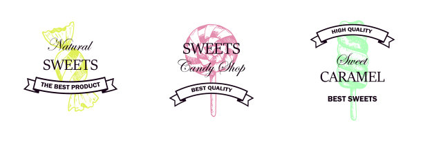 集手绘糖果店标识孤立上图片下载