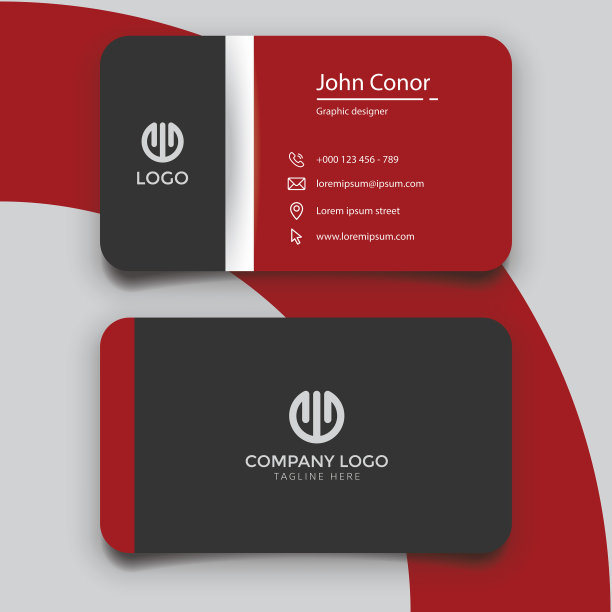 专业现代黑红名片图片下载