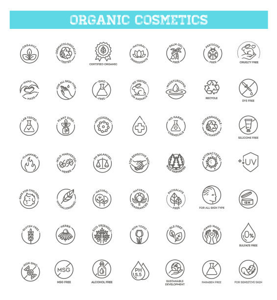 天然有机化妆品素食食品的标志图片下载