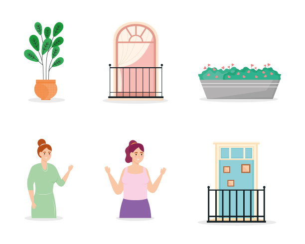 有女人和阳台的图标图片下载