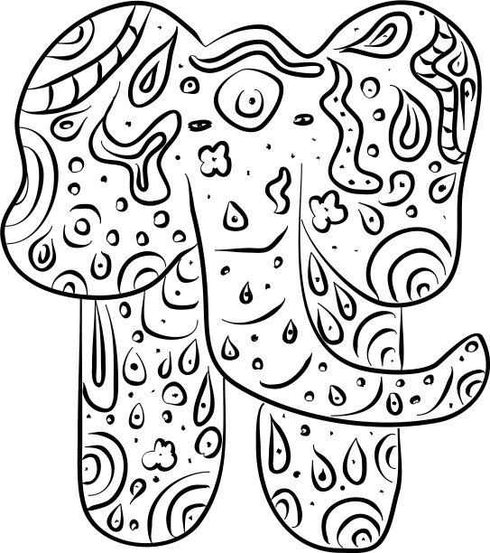 大象动物涂色书zentangle涂色图片下载