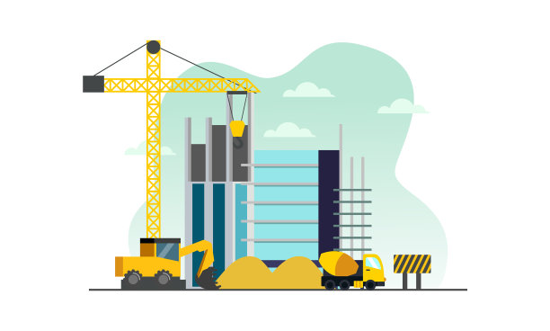 建筑吊车、挖掘机施工图片下载