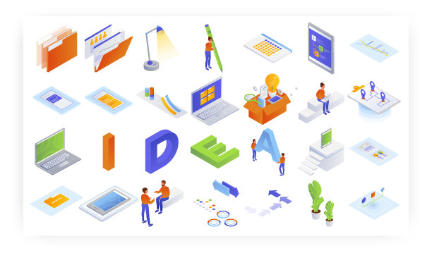 等距商业图标集图片下载