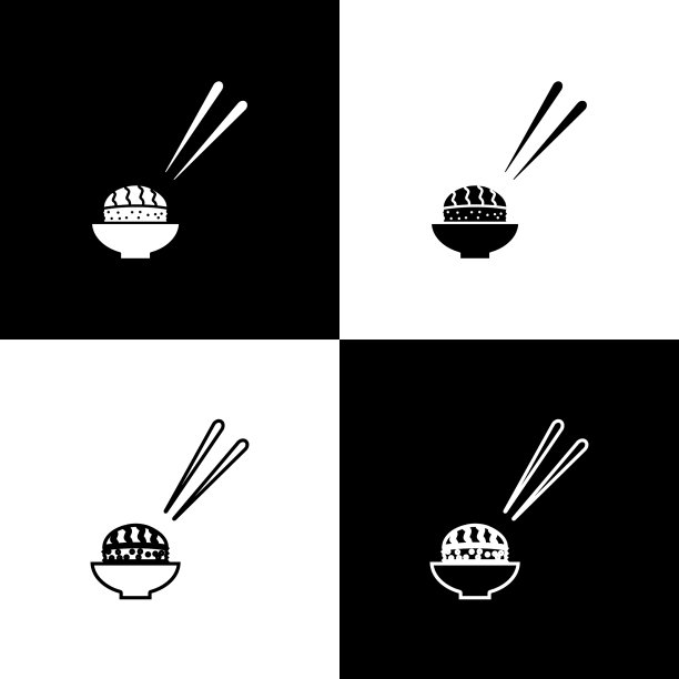 设置寿司图标孤立在黑色和白色图片下载