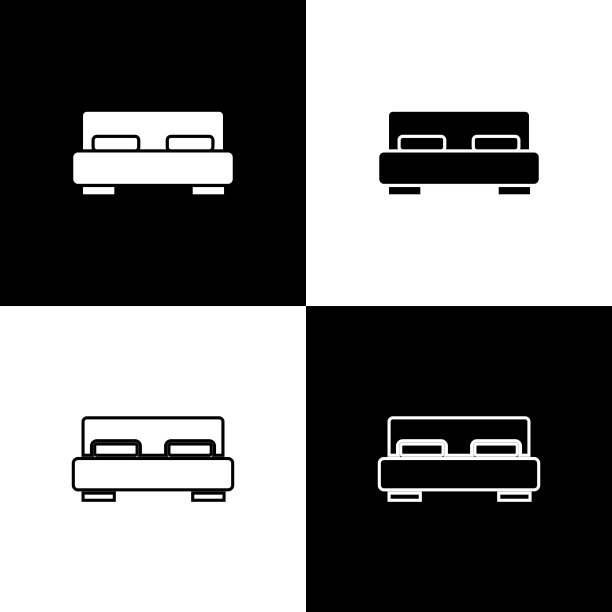 设置大床为两个人或一个图标孤立图片下载