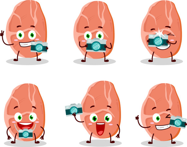 摄影师职业与切片猪肉卡通图片下载