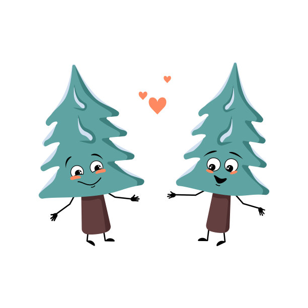 可爱的圣诞树，充满爱的情感图片下载