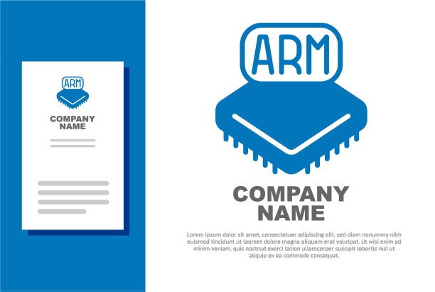 蓝色处理器图标隔离在白色背景上图片下载