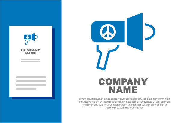 蓝色扩音器图标隔离在白色背景图片下载