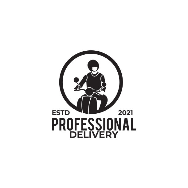 快递员与摩托车标志设计模板图片下载