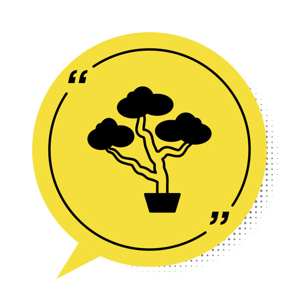 黑色日本盆景树图标孤立在白色上图片下载