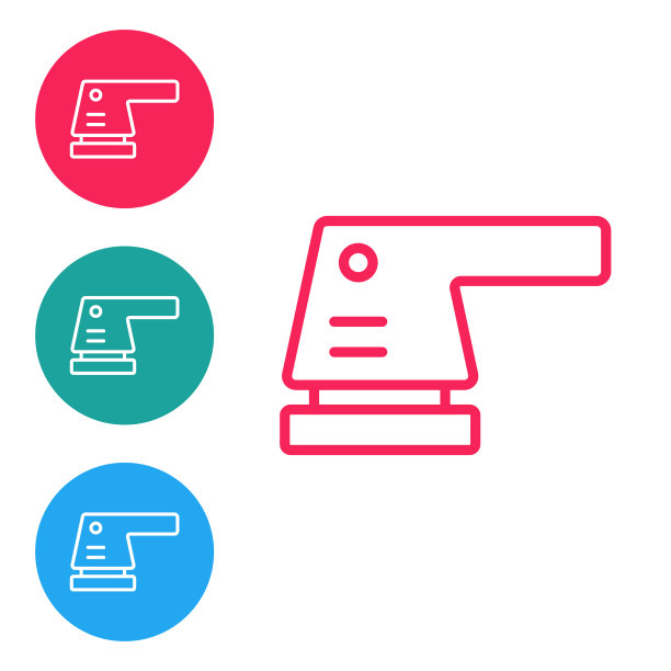 红线电动砂光机图标隔离在白色上图片下载