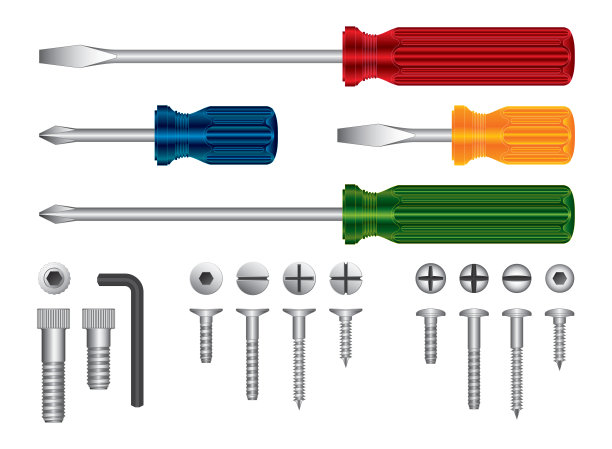 螺丝，螺丝刀和Allen Key集合-易于编辑图片下载