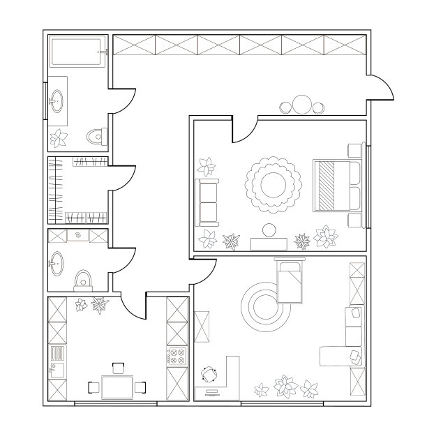 抽象规划两居室公寓图片下载
