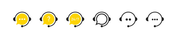 支持服务图标集。向量孤立的插图。客户支持图标。呼叫中心的象征。图片下载