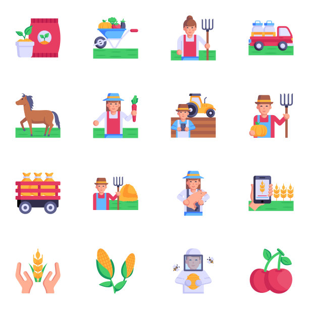 平面设计中的农艺图标集合图片下载